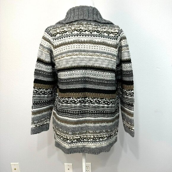 J. Jill Womens Open Front Cardigan Knit Striped Sweater Wool Alpaca Blend XS - Picture 4 of 12